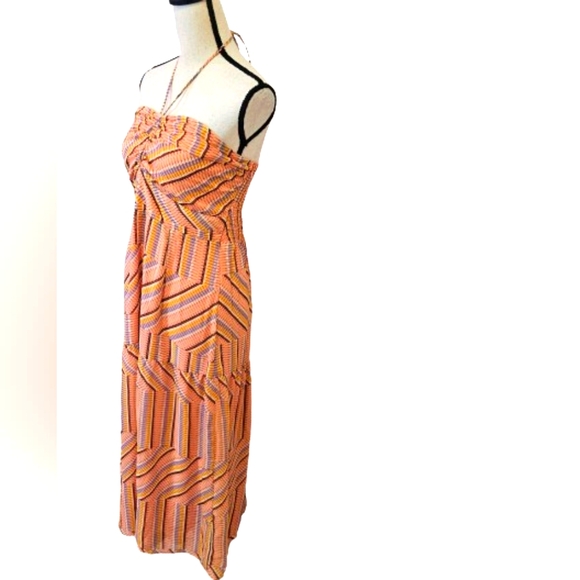 ECLAIR Orange Multi-Color Pattern Halter Sleeveless Midi Dress,X-Large,NWT - Picture 4 of 16